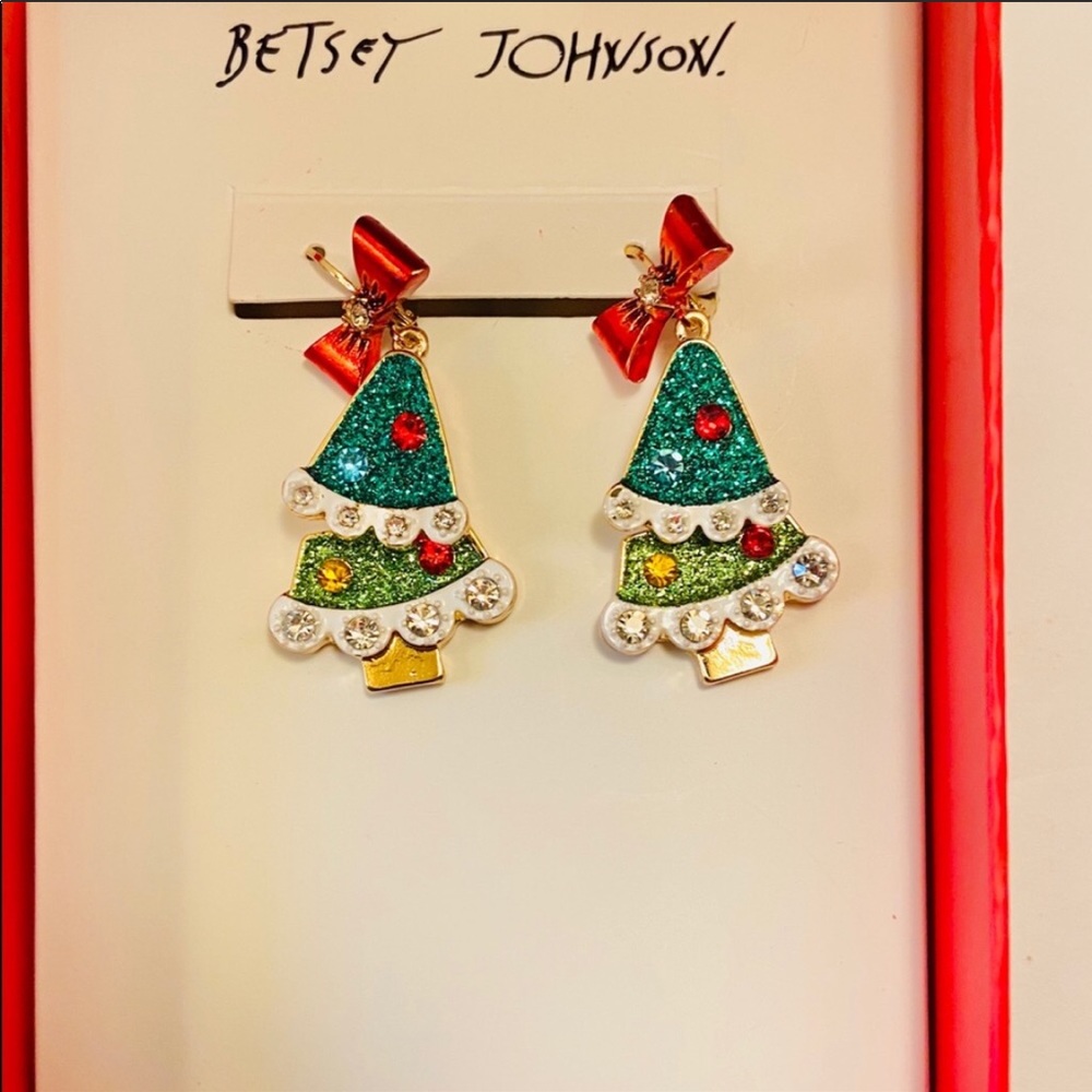 Betsey Johnson Moveable Christmas Tree Earrings